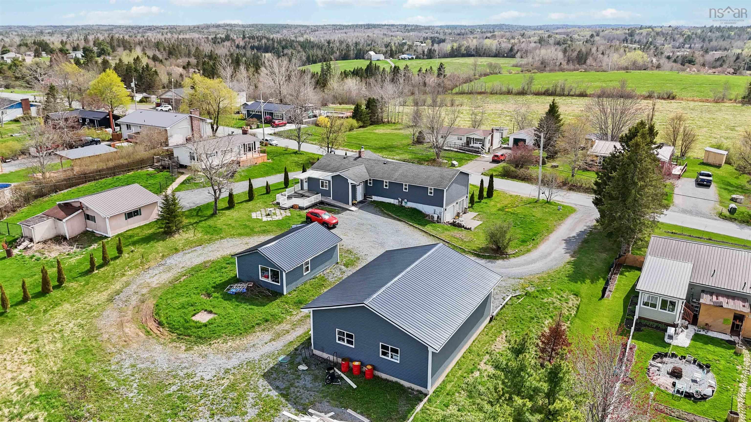 Aerial perspective of suburban area