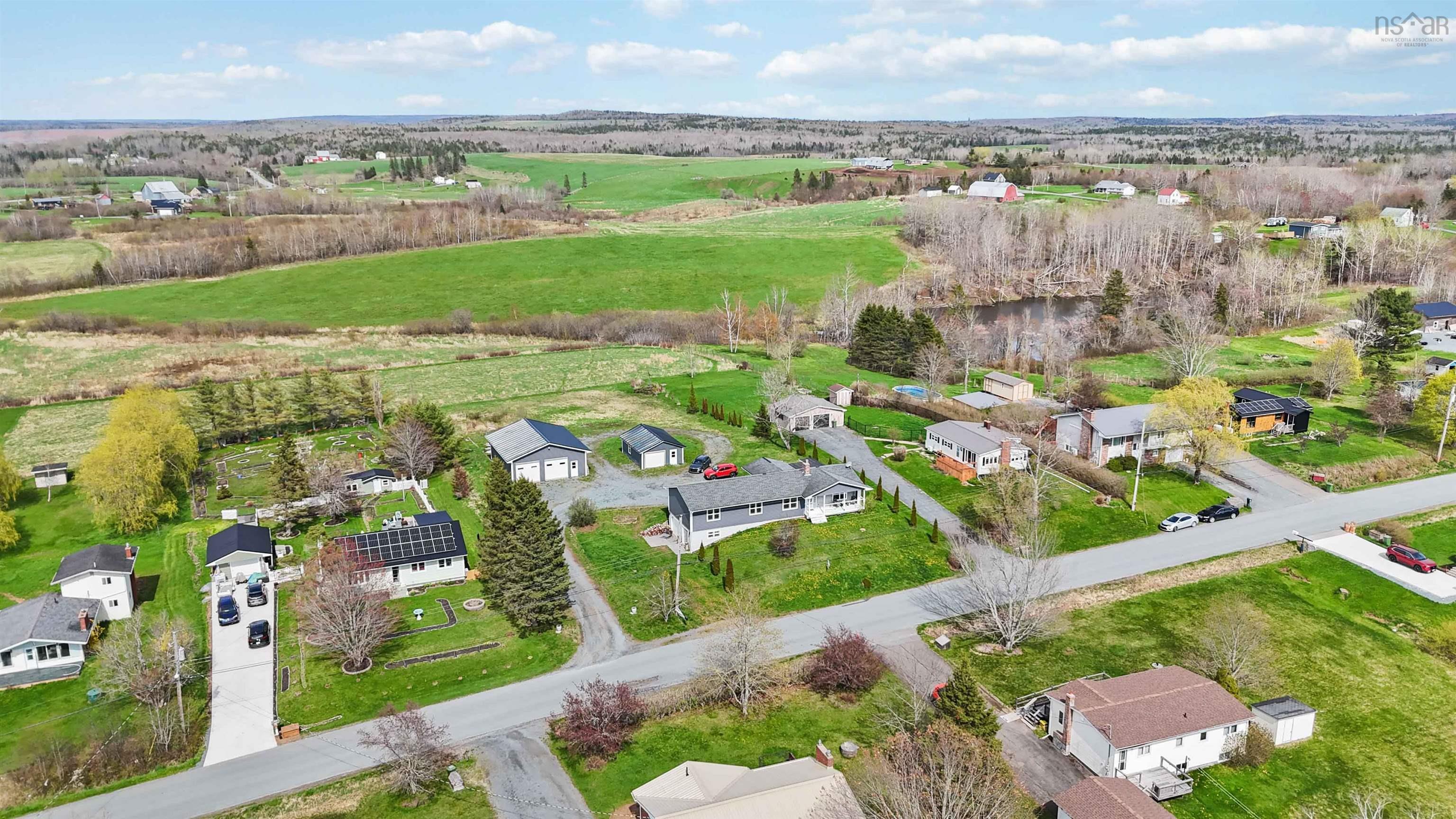 Aerial perspective of suburban area