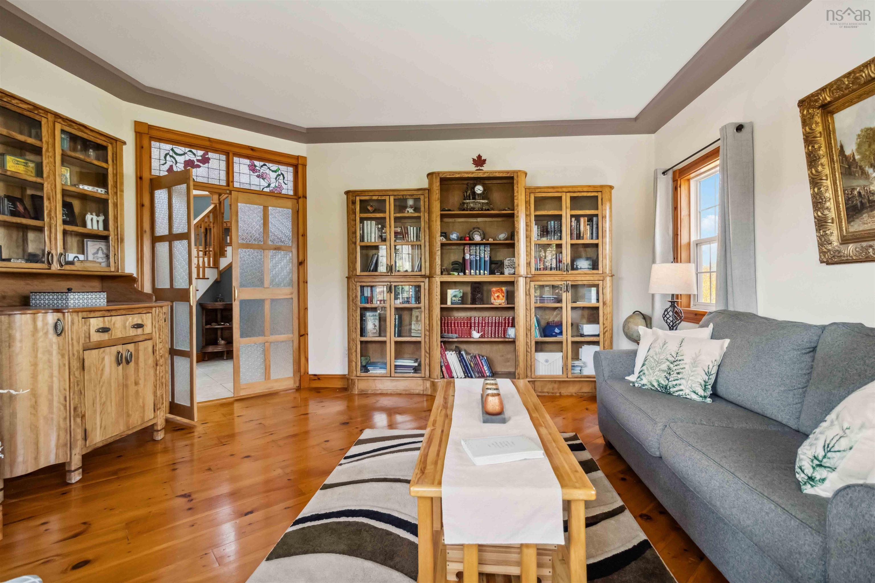 Living room with wood finished floors