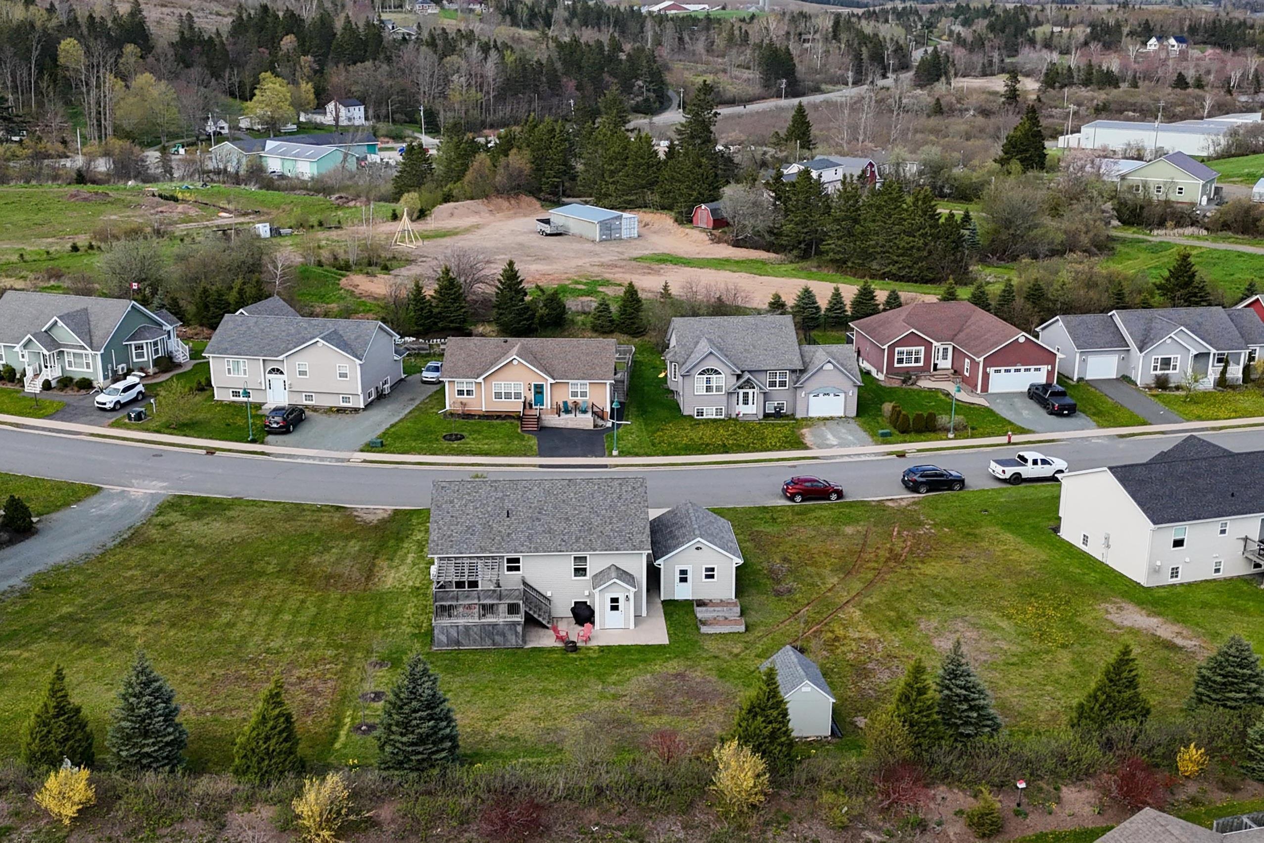 Aerial perspective of suburban area