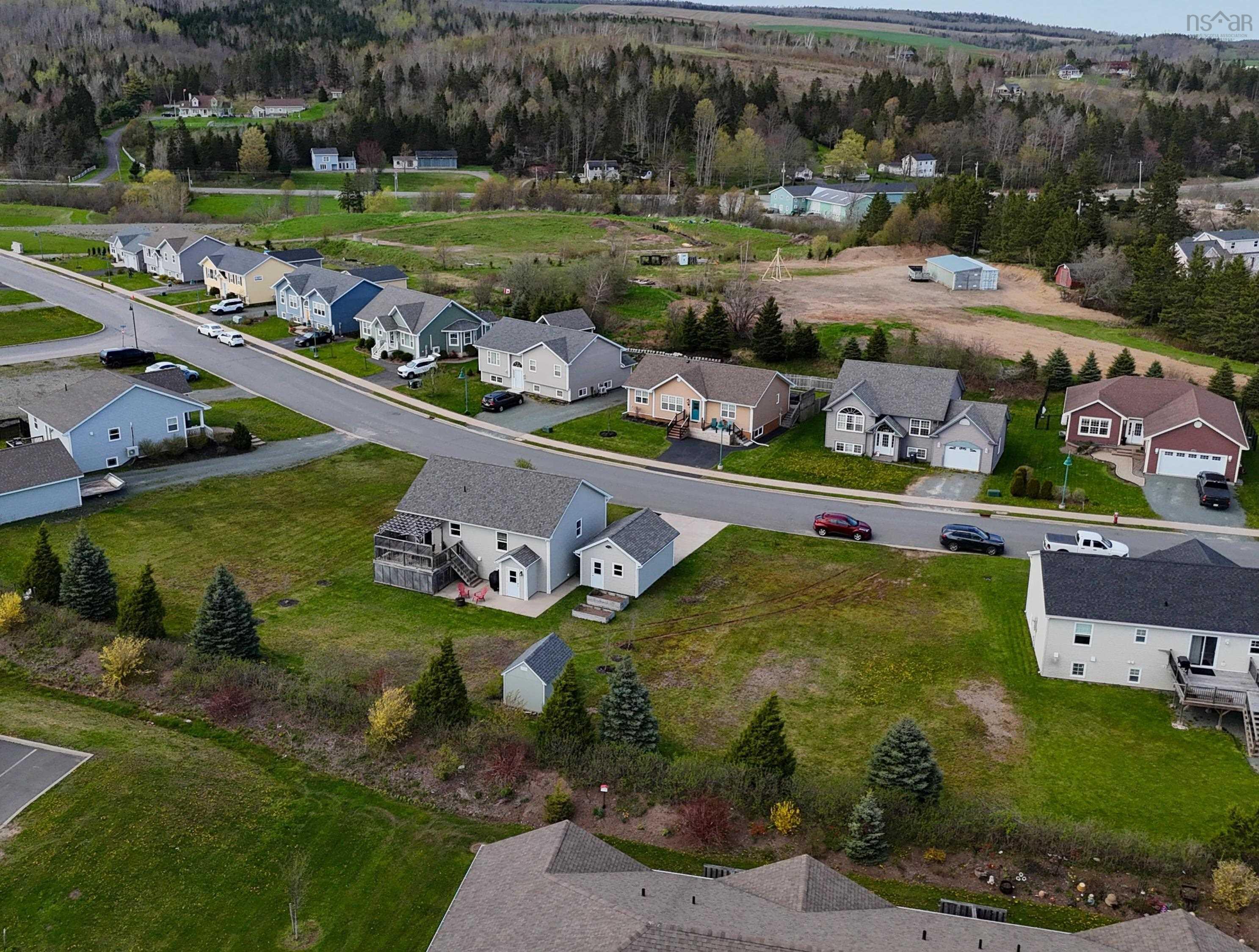 Aerial perspective of suburban area