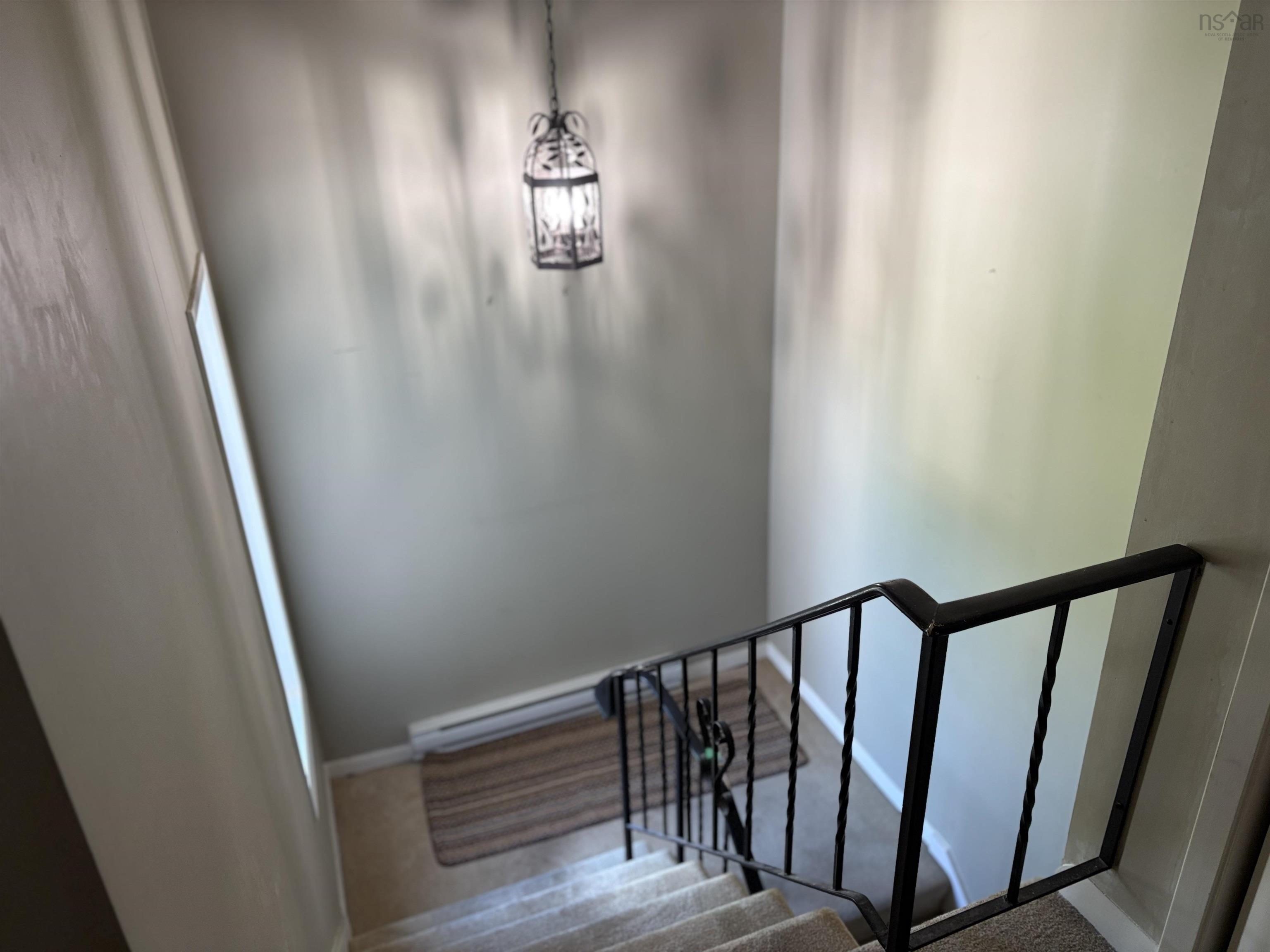 Stairs with carpet flooring and baseboards