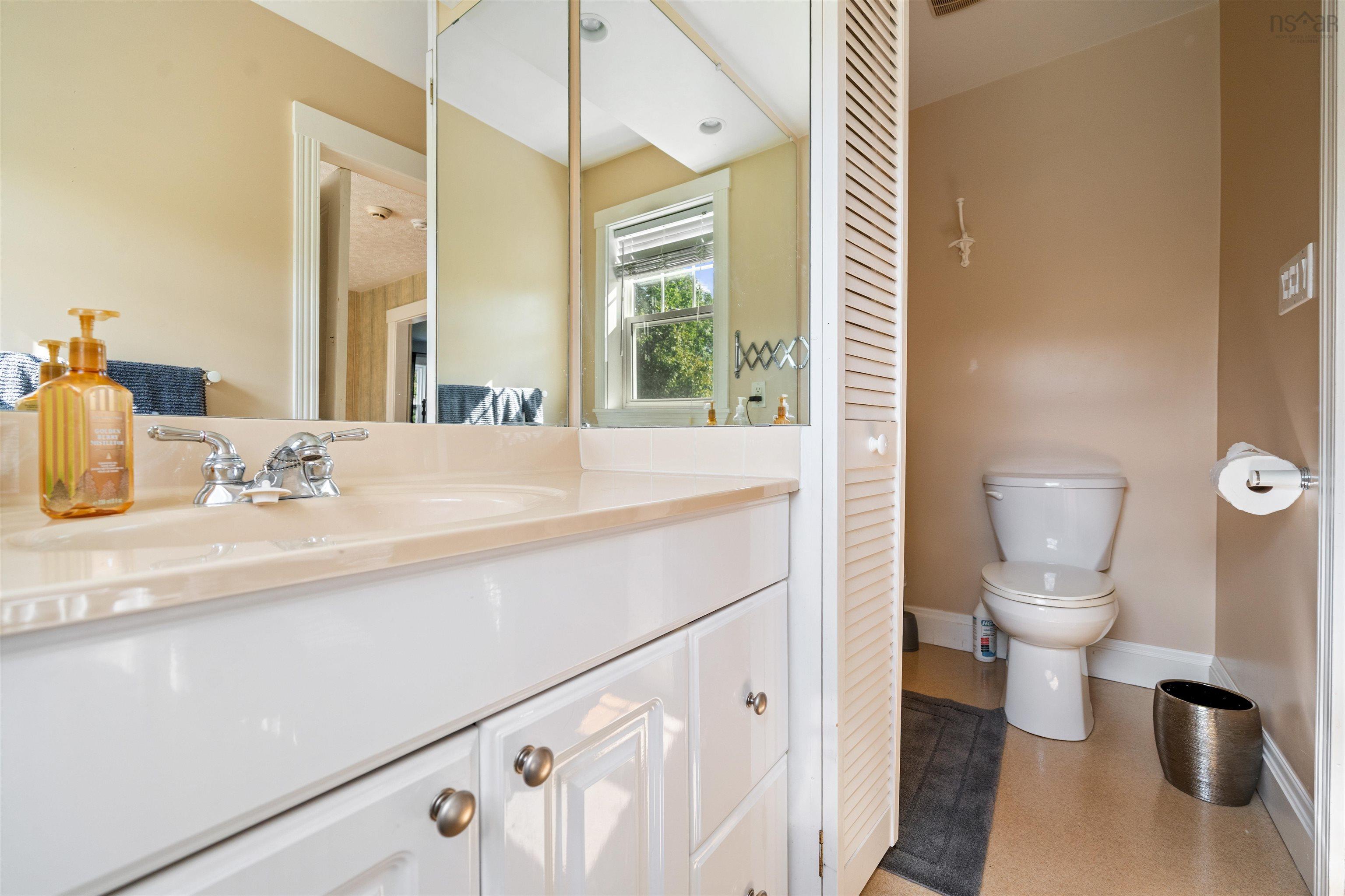 Bathroom featuring a closet and vanity