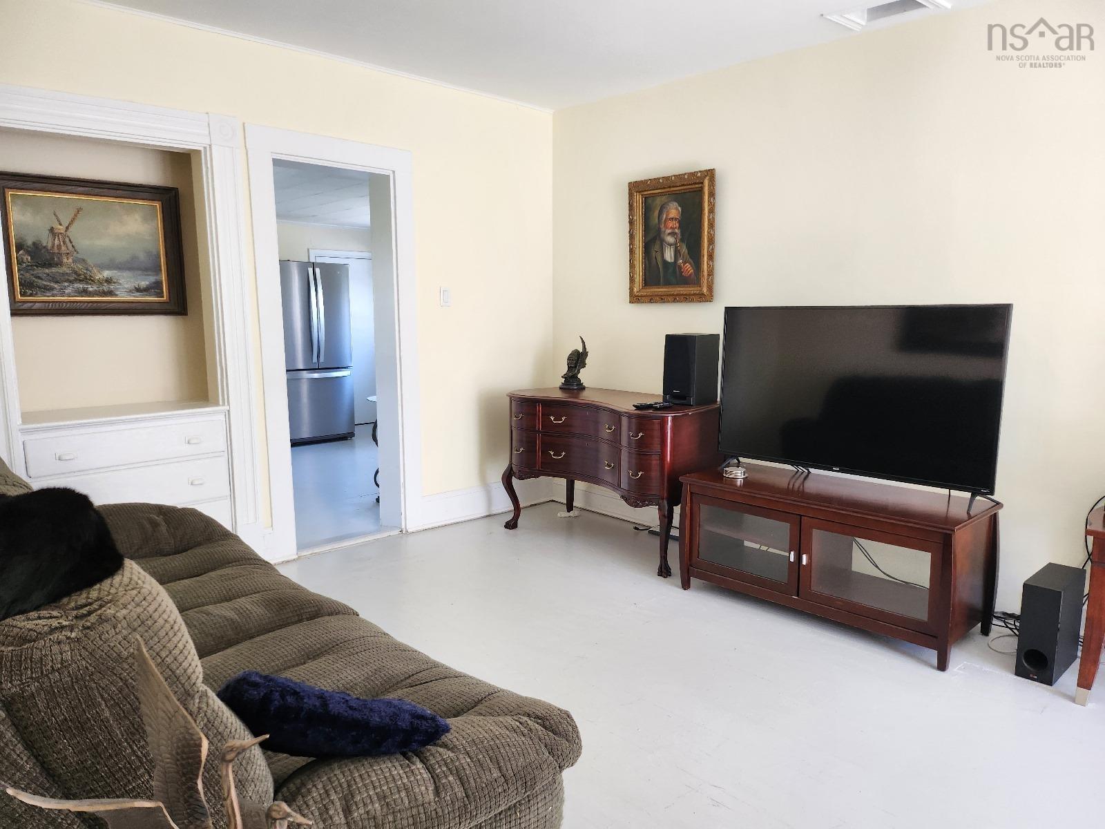 Living area with finished concrete floors